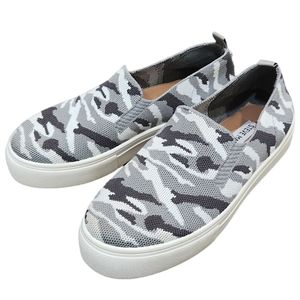 Steve Madden Maygee Slip On Knit Platform Shoes Gray Camo Sneakers Size 7